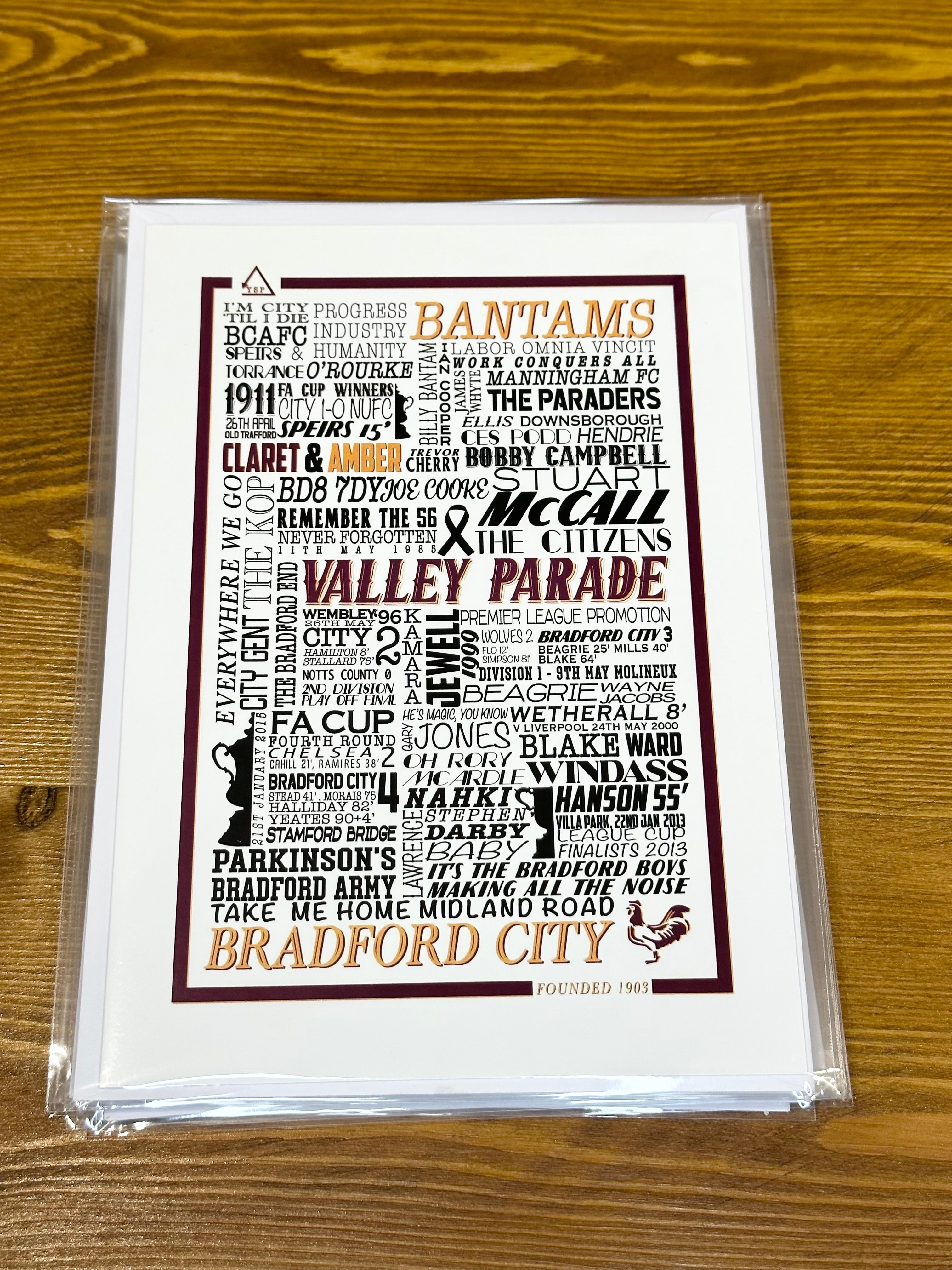 Bradford City Football History Print Greetings Card yoursportingpost