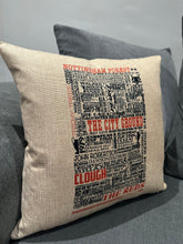 Load image into Gallery viewer, NottinghamForest Cushion | Football History Print Cushion | Football Gift | NFFC Gift