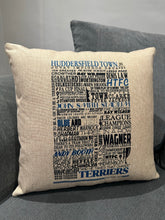 Load image into Gallery viewer, Huddersfield Town Cushion | Football History Print Cushion | Football Gift | HTFC Gift
