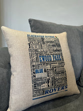 Load image into Gallery viewer, Blackburn Rovers Cushion | Football History Print Cushion | Football Gift | BRFC Gift