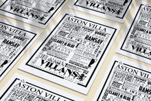 Load image into Gallery viewer, Aston Villa Football History Poster Print Gift- Fan memorabilia