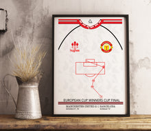 Load image into Gallery viewer, Hughes MUFC v Barcelona 1991 Memorable Match Shirt Print Gift- Fan memorabilia- Man United