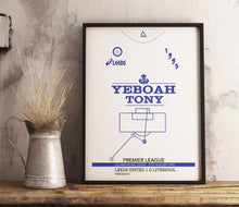 Load image into Gallery viewer, Yeboah v Liverpool 1995 Memorable Match Shirt Print Gift- Fan memorabilia- Leeds United