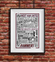 Load image into Gallery viewer, West Ham United Football History Poster Print Gift- Fan memorabilia