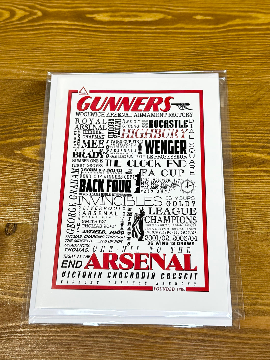 Arsenal Football History Print -Greetings Card