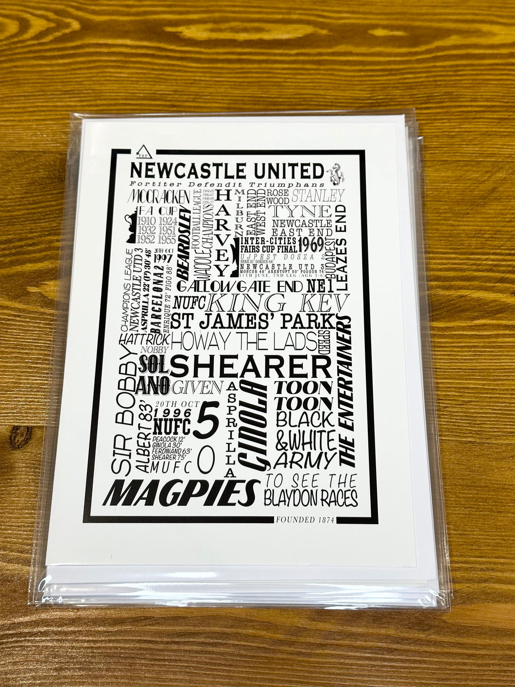 Newcastle United Football History Print -Greetings Card