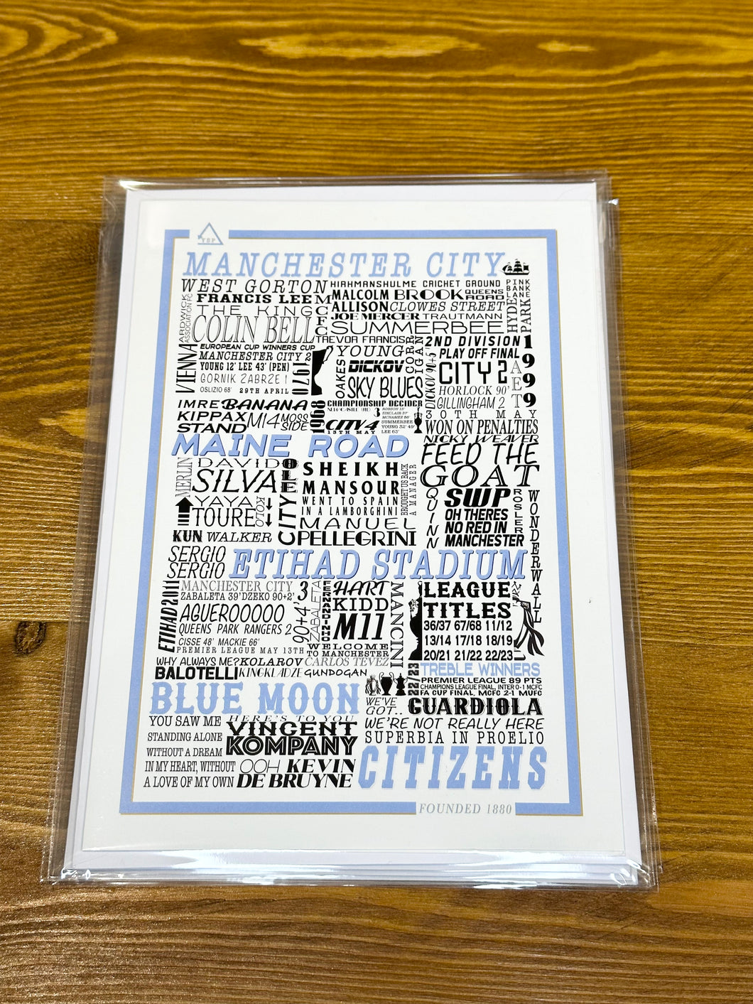 Manchester City Football History Print -Greetings Card