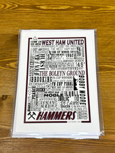 Load image into Gallery viewer, West Ham Football History Print -Greetings Card
