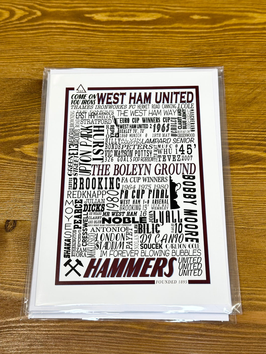 West Ham Football History Print -Greetings Card