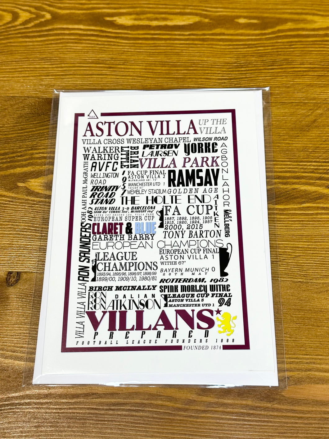 Aston Villa Football History Print -Greetings Card