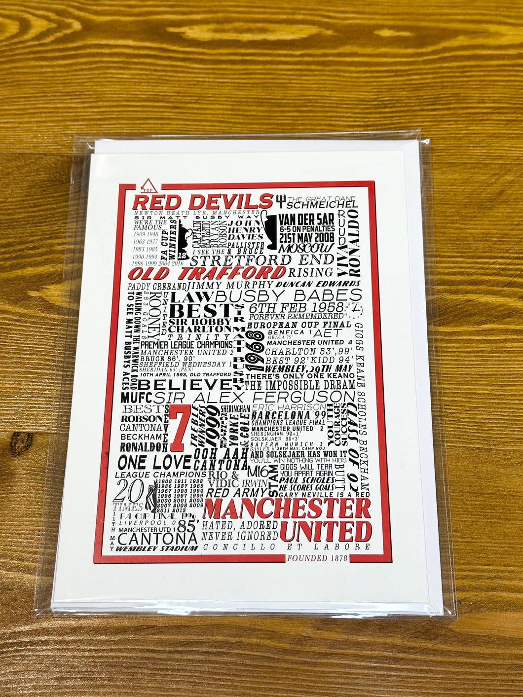 Manchester United Football History Print -Greetings Card