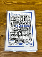 Load image into Gallery viewer, Sheffield Wednesday FC Football History Print - SWFC Greetings Card
