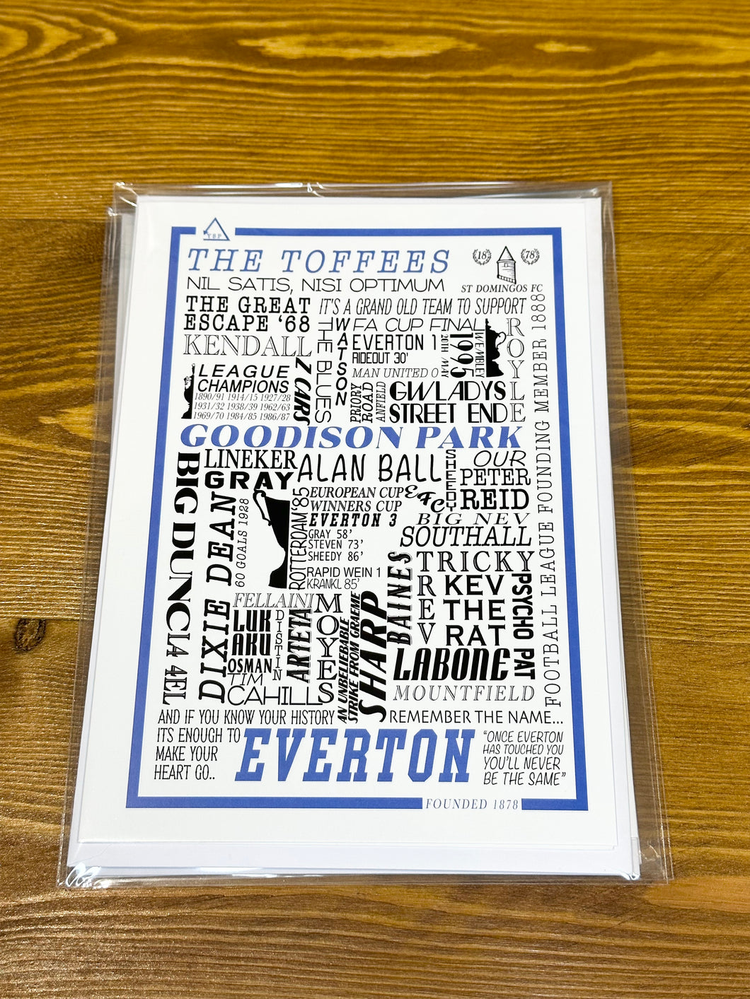 Everton Football History Print -Greetings Card