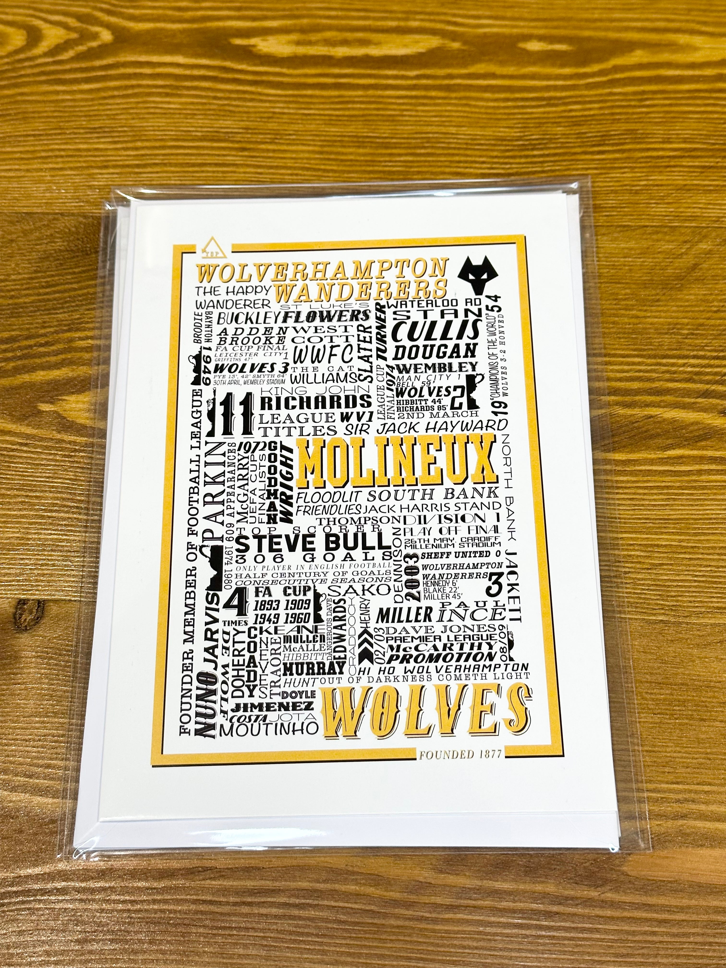 Wolves Football History Print -Greetings Card – yoursportingpost