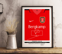 Load image into Gallery viewer, Bergkamp v Newcastle 2002 Memorable Match Shirt Print Gift- Arsenal Fan memorabilia- AFC
