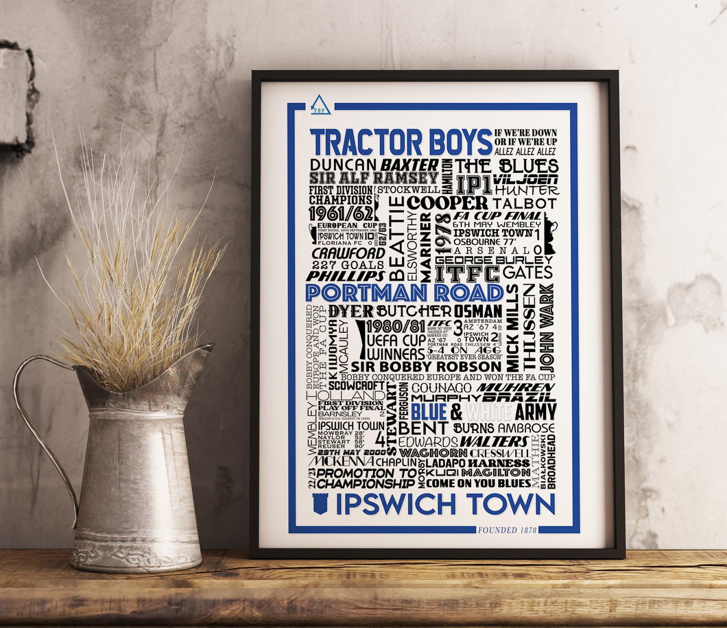 Ipswich Town Football History Poster Print Gift- Fan memorabilia