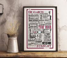 Load image into Gallery viewer, Burnley FC Football History Poster Print Gift- Fan memorabilia
