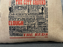 Load image into Gallery viewer, NottinghamForest Cushion | Football History Print Cushion | Football Gift | NFFC Gift
