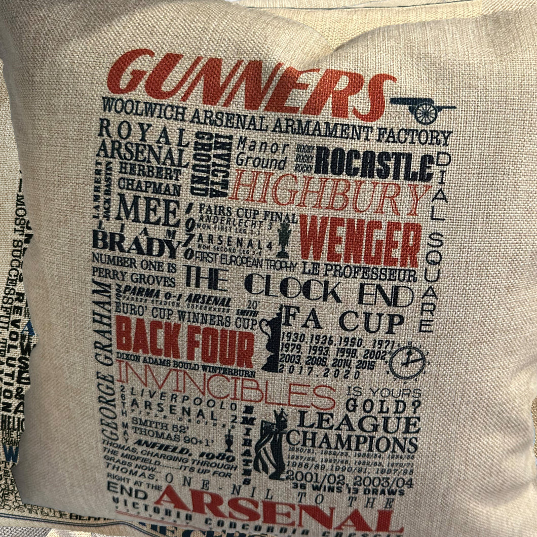 Arsenal Cushion | Football History Print Cushion | Football Gift | AFC Gift