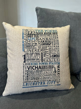 Load image into Gallery viewer, Leicester City Cushion | Football History Print Cushion | Football Gift | LCFC Gift
