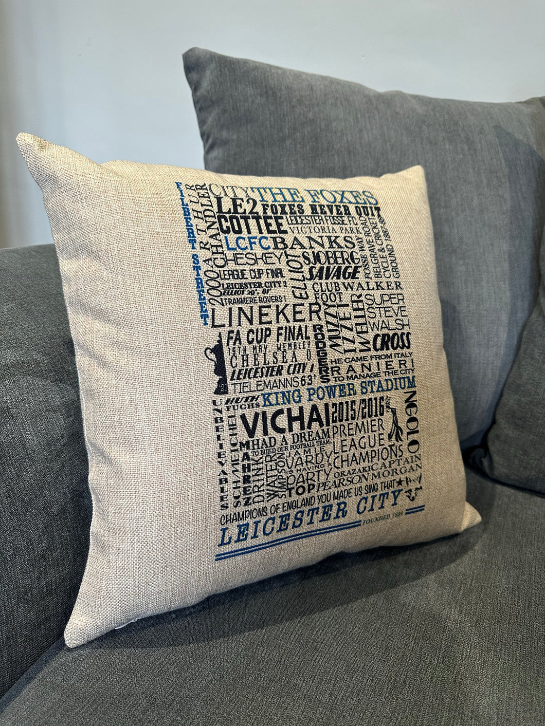 Leicester City Cushion | Football History Print Cushion | Football Gift | LCFC Gift