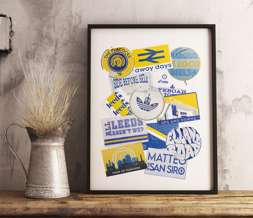 Leeds United Away Days Sticker Prints - LUFC