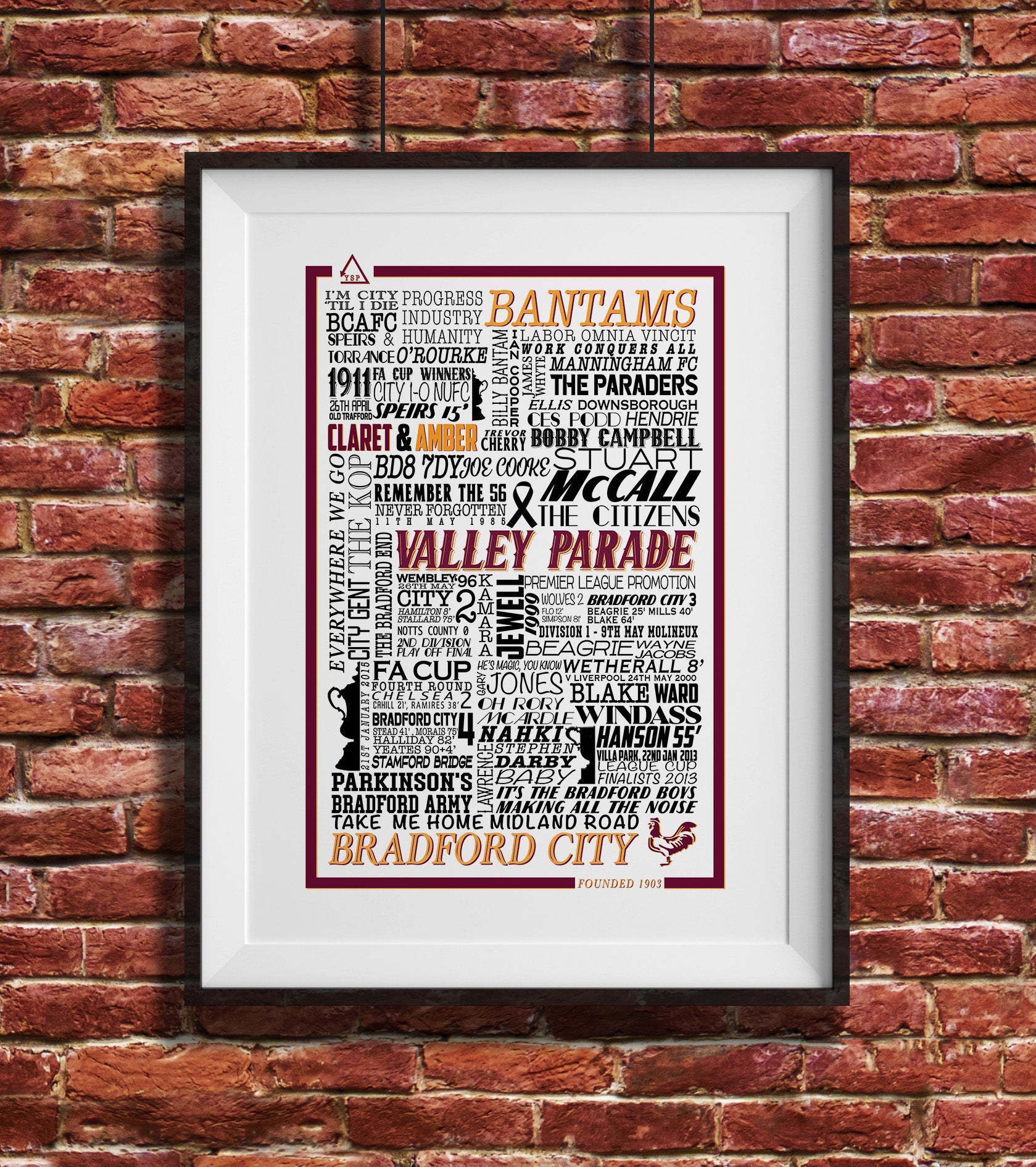 Affiche Maillot Bradford City – Impression A4, Maillot Domicile N°7, Foot Anglais