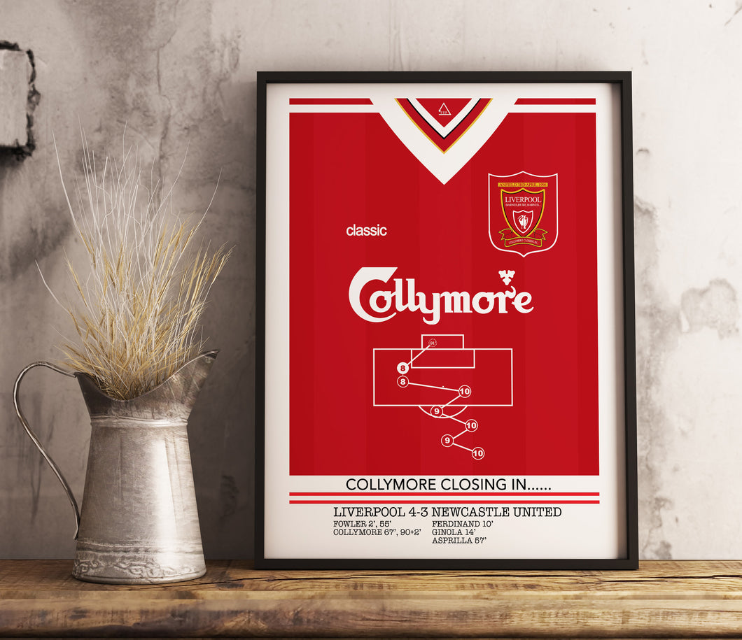 Collymore Liverpool 4-3 Newcastle Utd Memorable Match Shirt Print Gift- Fan memorabilia- LFC