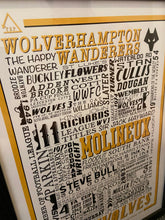 Load image into Gallery viewer, Wolves Football History Poster Print Gift- Fan memorabilia
