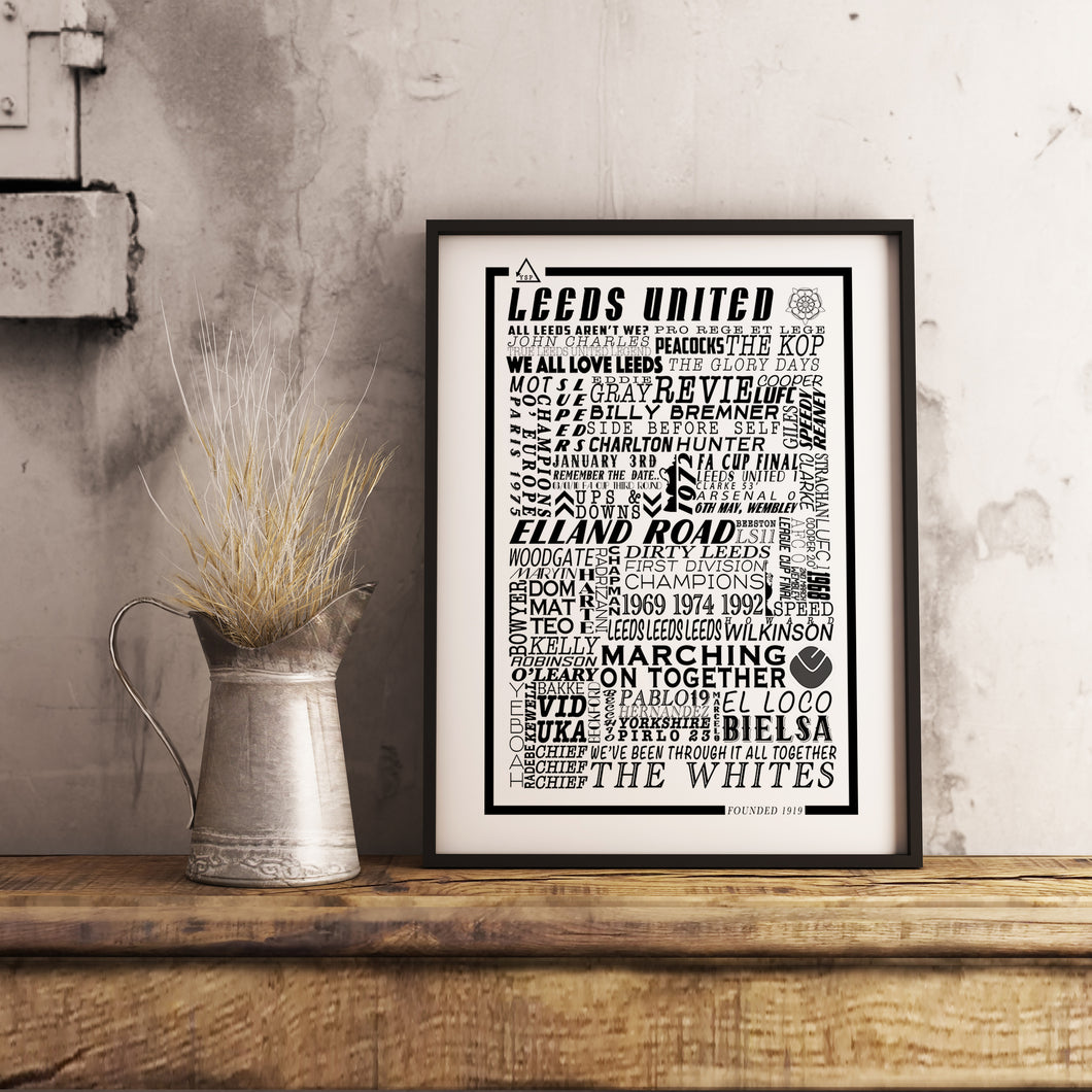 Leeds United Football History Poster Print Gift- Fan memorabilia