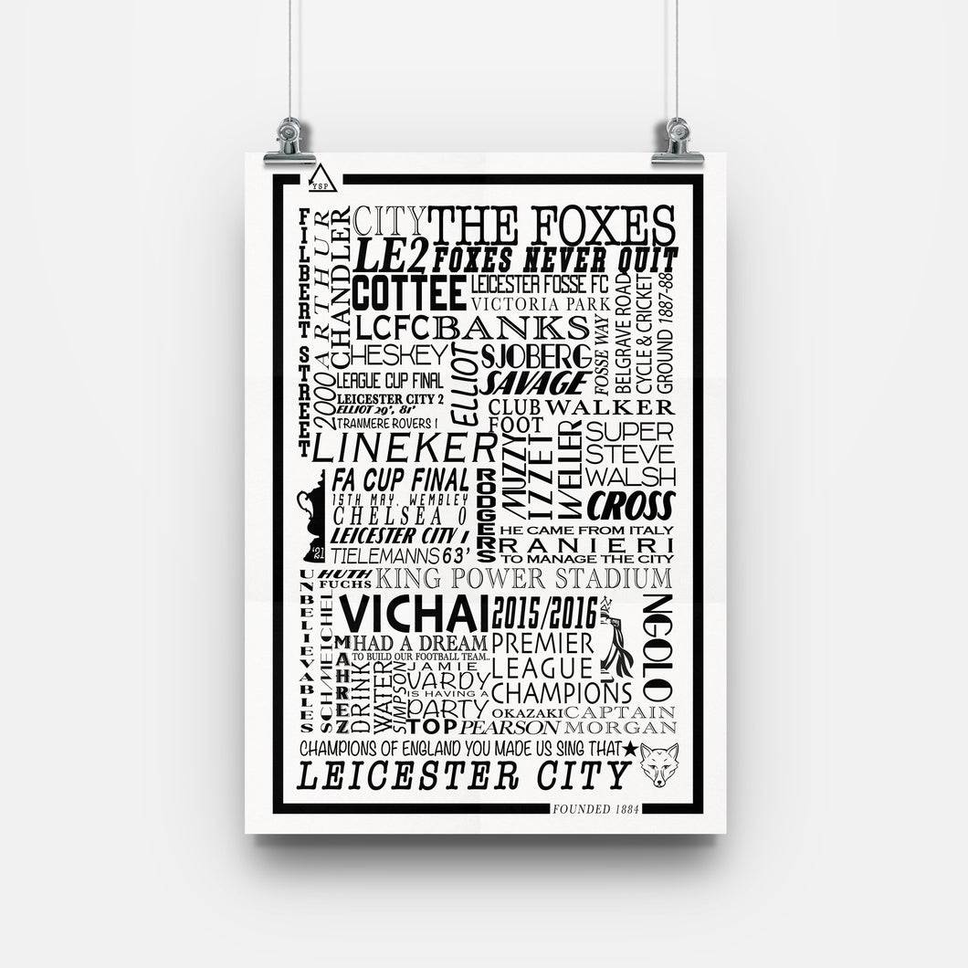 Leicester City Football History Poster Print Gift- Fan memorabilia