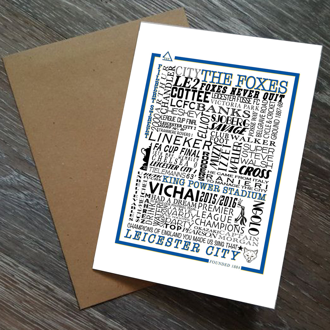 Leicester City Football History Print -Greetings Card