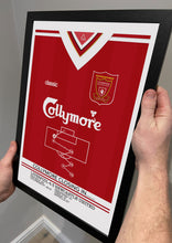Load image into Gallery viewer, Collymore Liverpool 4-3 Newcastle Utd Memorable Match Shirt Print Gift- Fan memorabilia- LFC
