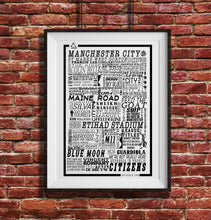 Load image into Gallery viewer, Manchester City Football History Poster Print Gift- Fan memorabilia

