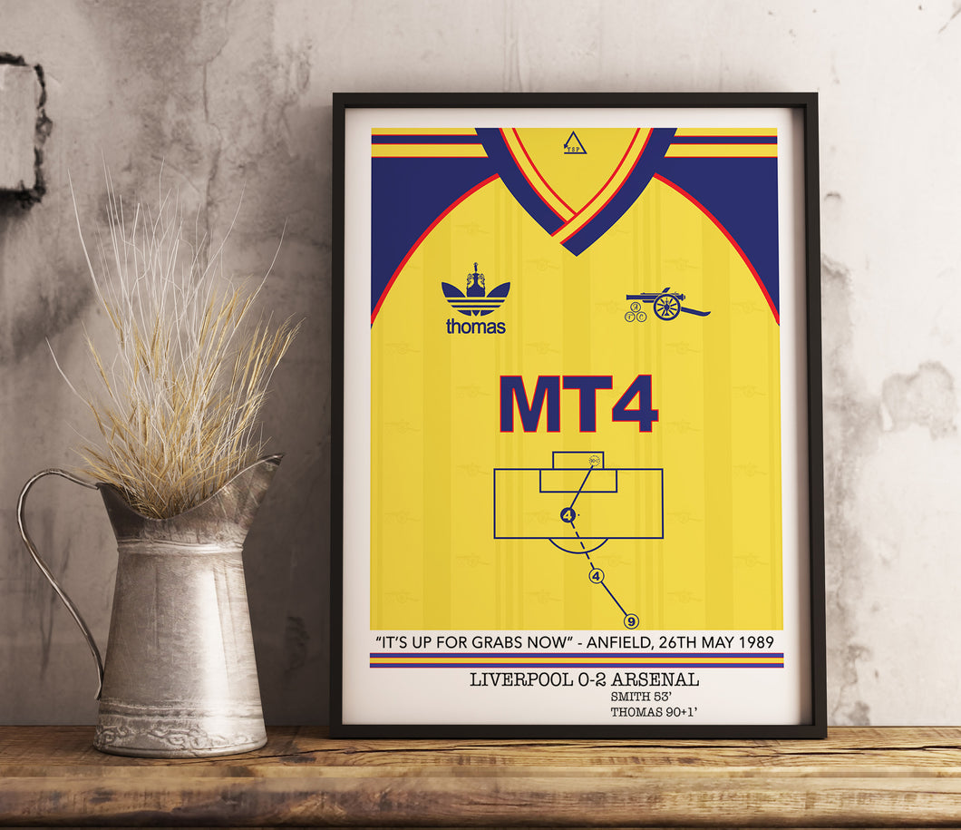 Michael Thomas Arsenal v Liverpool 1989 Title winner Memorable Match Shirt Print Gift- Arsenal Fan memorabilia- AFC
