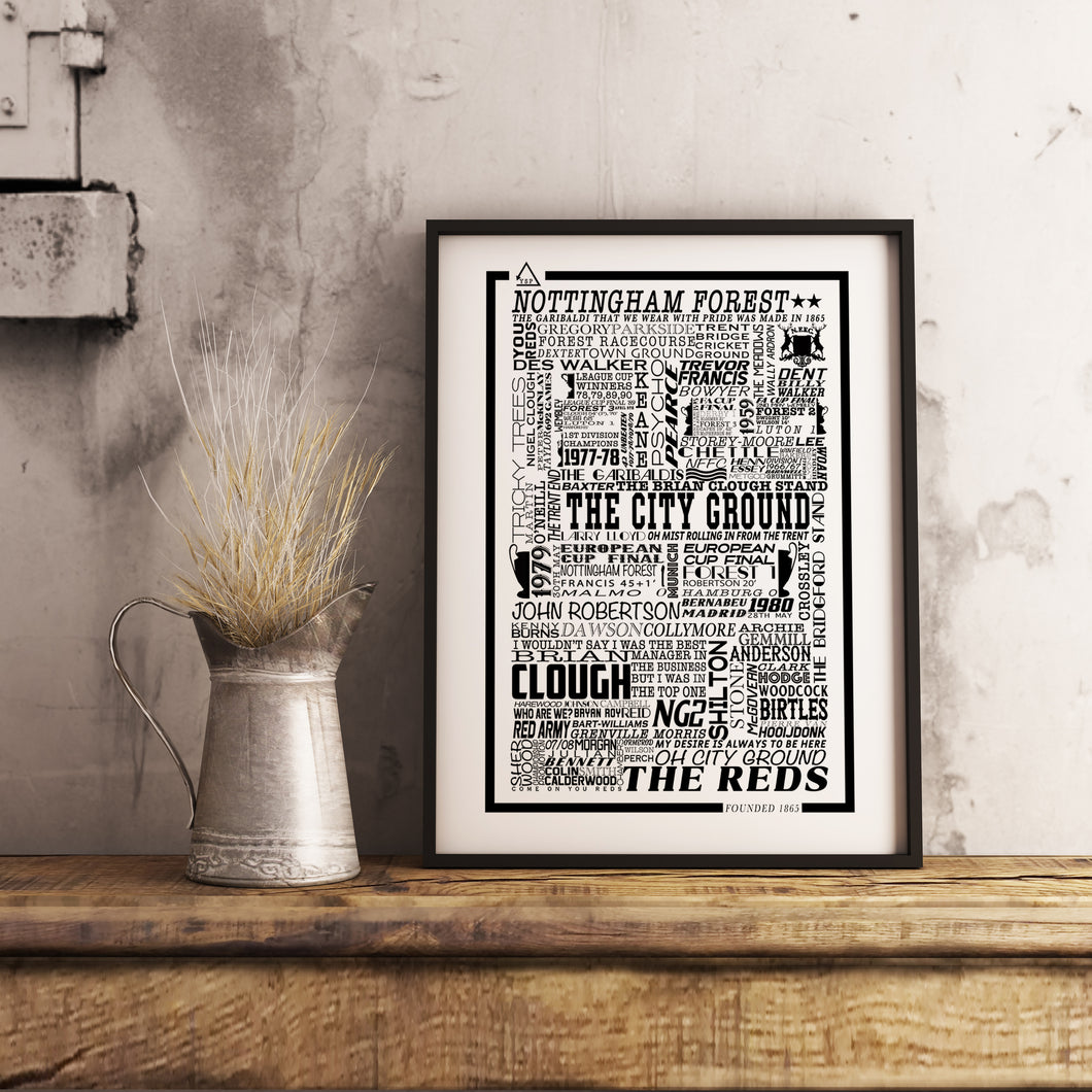 Nottingham Forest Football History Poster Print Gift- Fan memorabilia