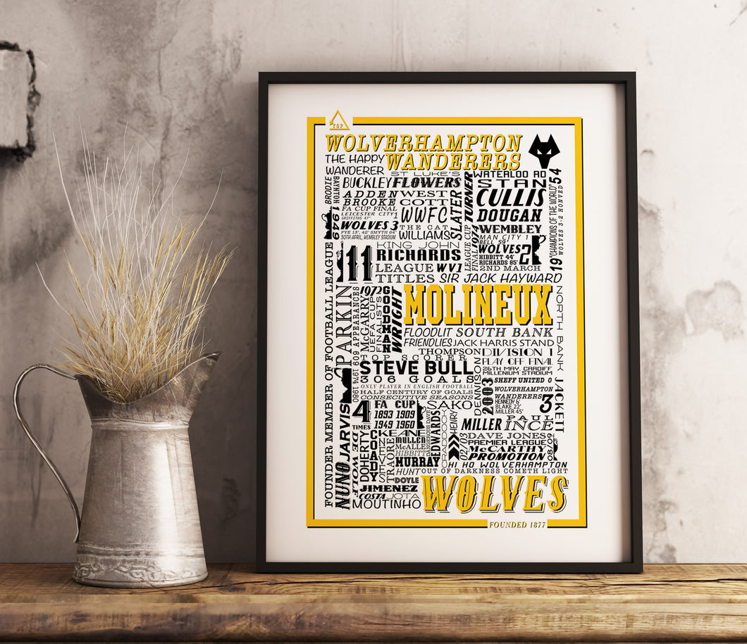 Wolves Football History Poster Print Gift- Fan memorabilia