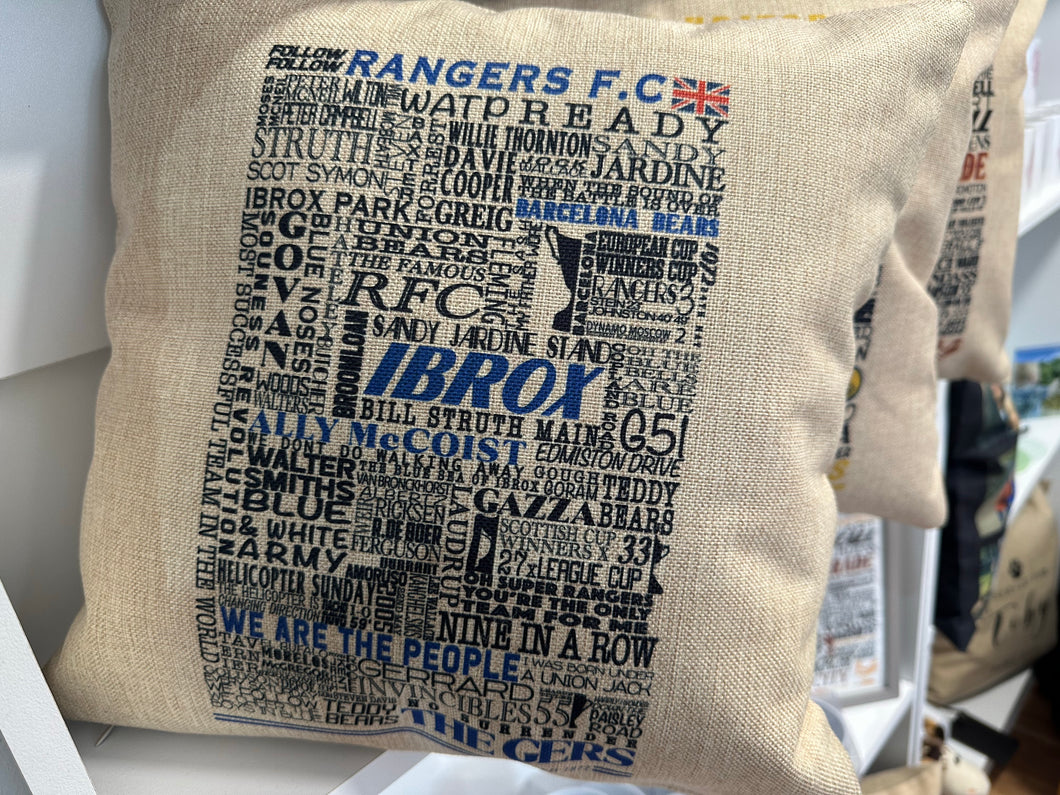 Rangers Cushion | Football History Print Cushion | Football Gift | RFC Gift