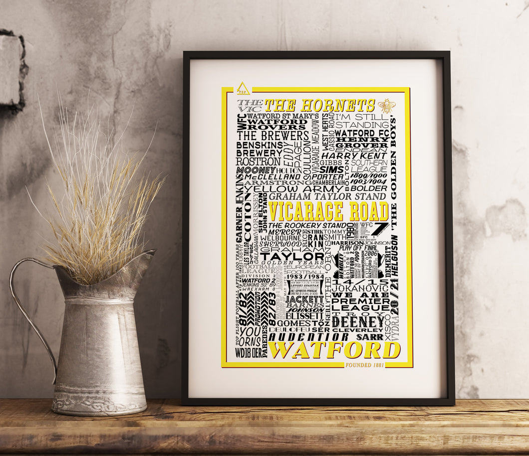Watford Football History Poster Print Gift- Fan memorabilia